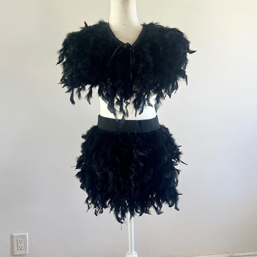 Feather Top & Skirt, Underground, Punk, Goth,Rave, EDC, Stylish!